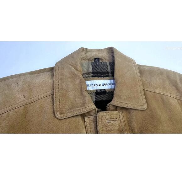 VTG Irvine Park Brown Suede Leather Jacket Zipper & Button Closure Coat Men's S - Picture 10 of 10